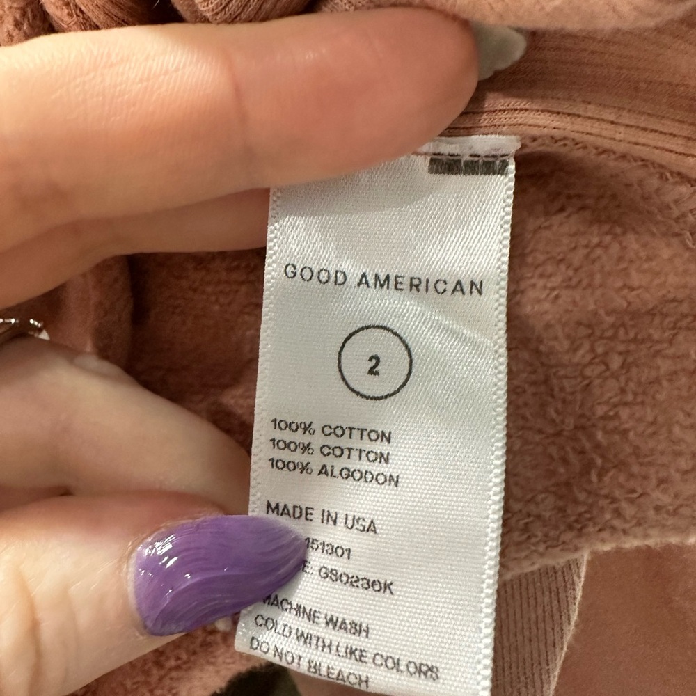 Good American Pink Cropped Sweatshirt Size 2 - Picture 3 of 3
